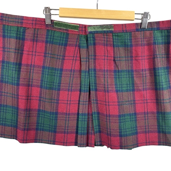 Vintage Moffat Weavers Scotland Plaid Tartan Kilt Skirt UK 14 Wrap Buckle Wool - Picture 8 of 13